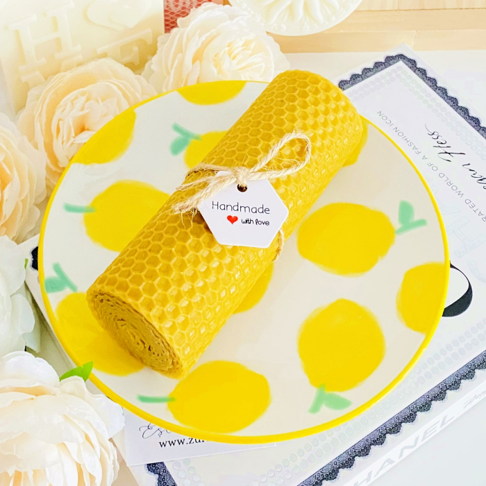 Lumanare Ceara Albine si Farfurie Portelan Vintage, Set Cadou Lumanari Handmade [6]