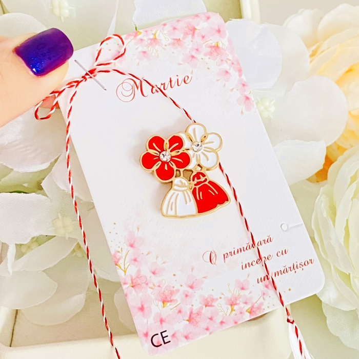 Martisor Flori Albe & Rosii, Bijuterii Femei, Martisoare Martie [4]