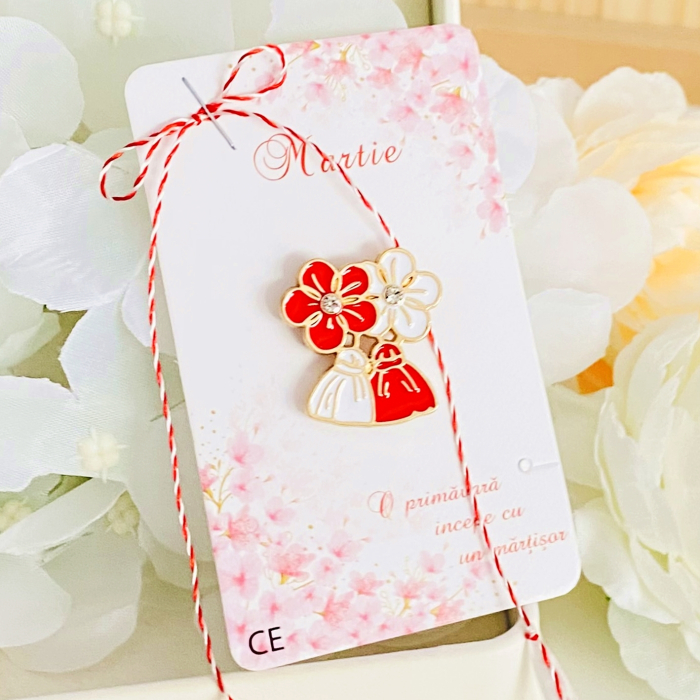 Martisor Flori Albe & Rosii, Bijuterii Femei, Martisoare Martie [7]