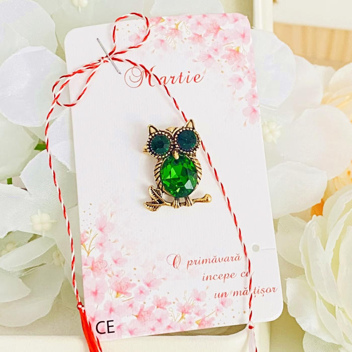 Martisor Brosa Bufnita Verde, Bijuterii Femei, Martisoare Martie [2]