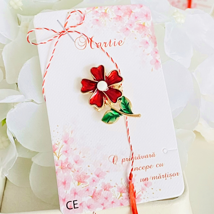 Martisor Brosa Floare Rosie, Bijuterii Femei, Martisoare Martie [4]