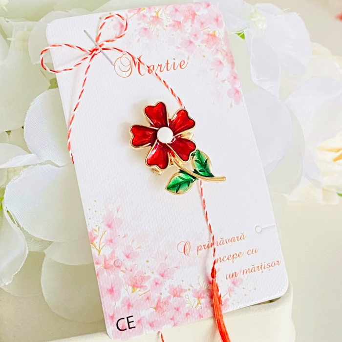 Martisor Brosa Floare Rosie, Bijuterii Femei, Martisoare Martie [3]