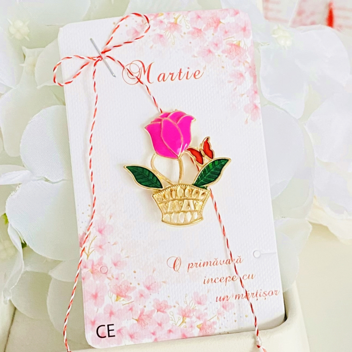 Martisor Brosa Lalea Roz, Bijuterii Femei, Martisoare Martie [5]