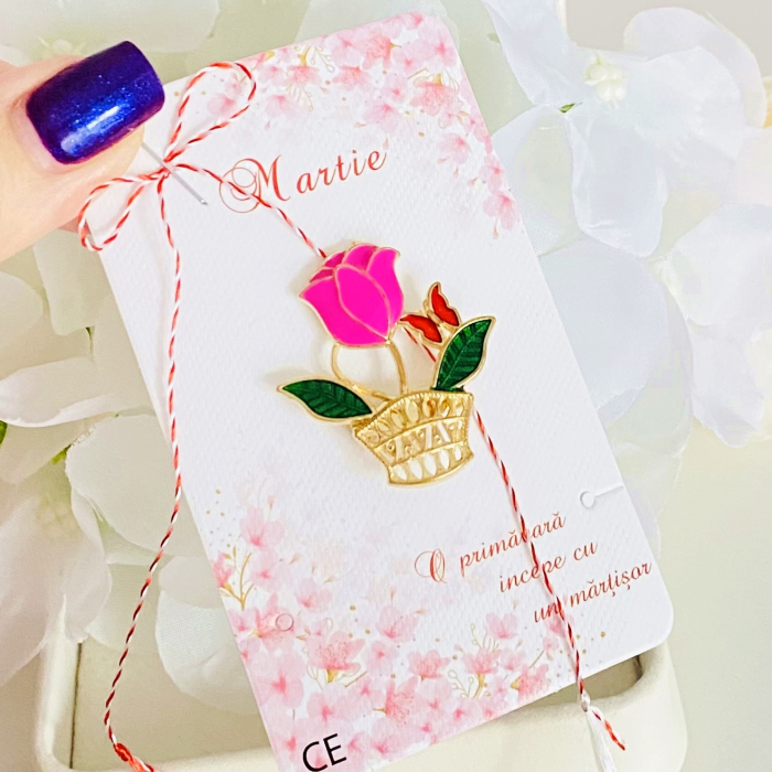 Martisor Brosa Lalea Roz, Bijuterii Femei, Martisoare Martie [3]