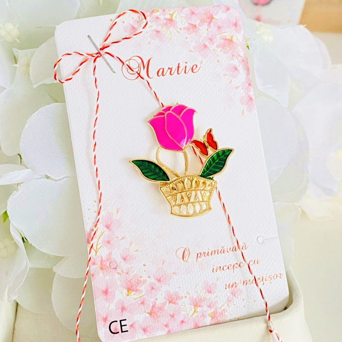 Martisor Brosa Lalea Roz, Bijuterii Femei, Martisoare Martie [4]