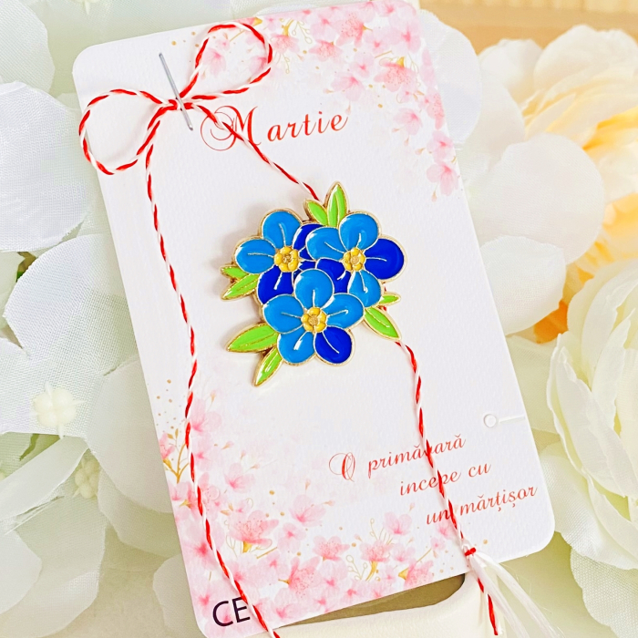 Martisor Brosa Flori Albastre, Bijuterii Femei, Martisoare Martie [5]