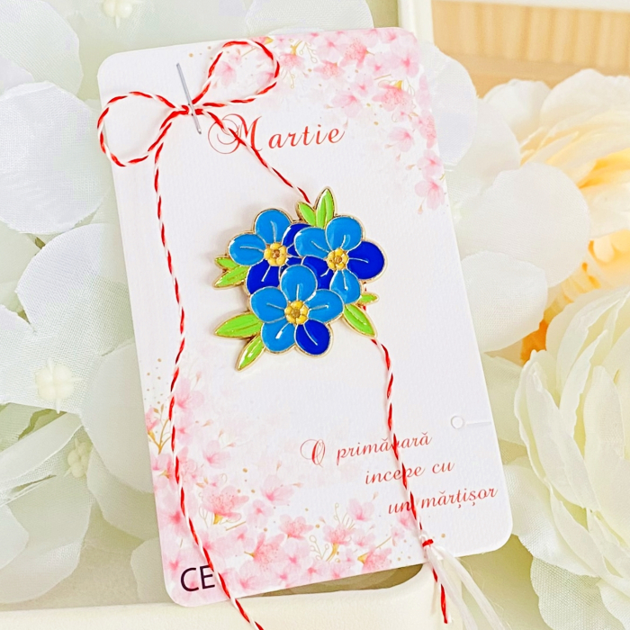Martisor Brosa Flori Albastre, Bijuterii Femei, Martisoare Martie [3]