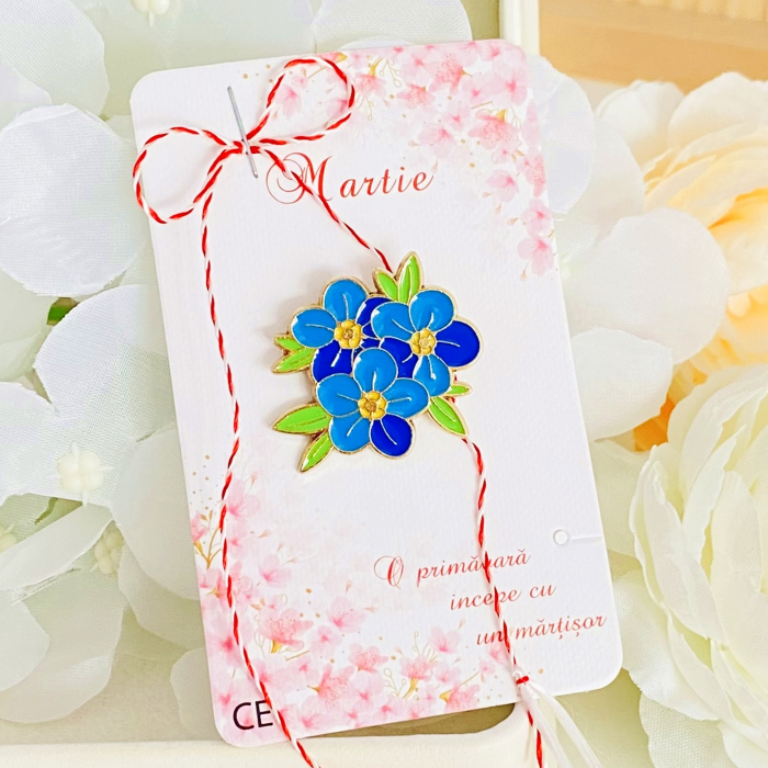 Martisor Brosa Flori Albastre, Bijuterii Femei, Martisoare Martie [6]