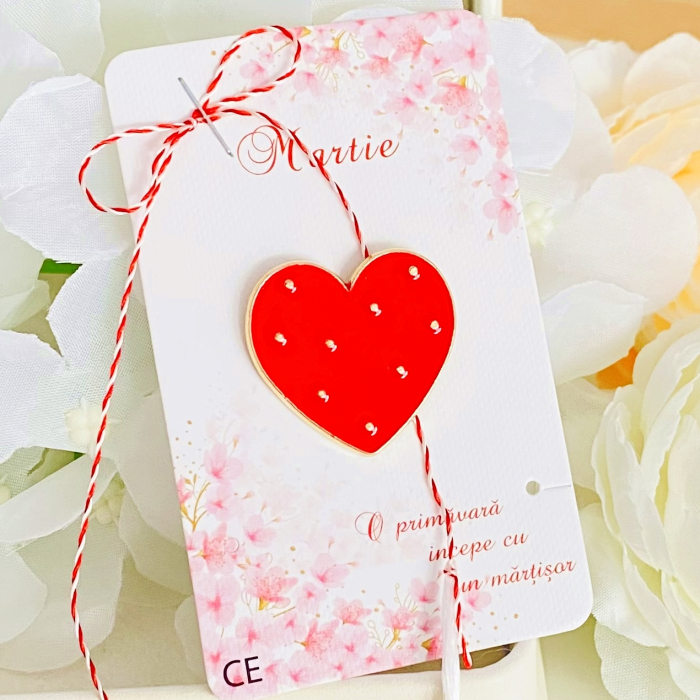 Martisor Brosa Inima Rosie, Bijuterii Femei, Martisoare Martie [6]