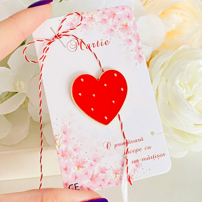 Martisor Brosa Inima Rosie, Bijuterii Femei, Martisoare Martie [2]