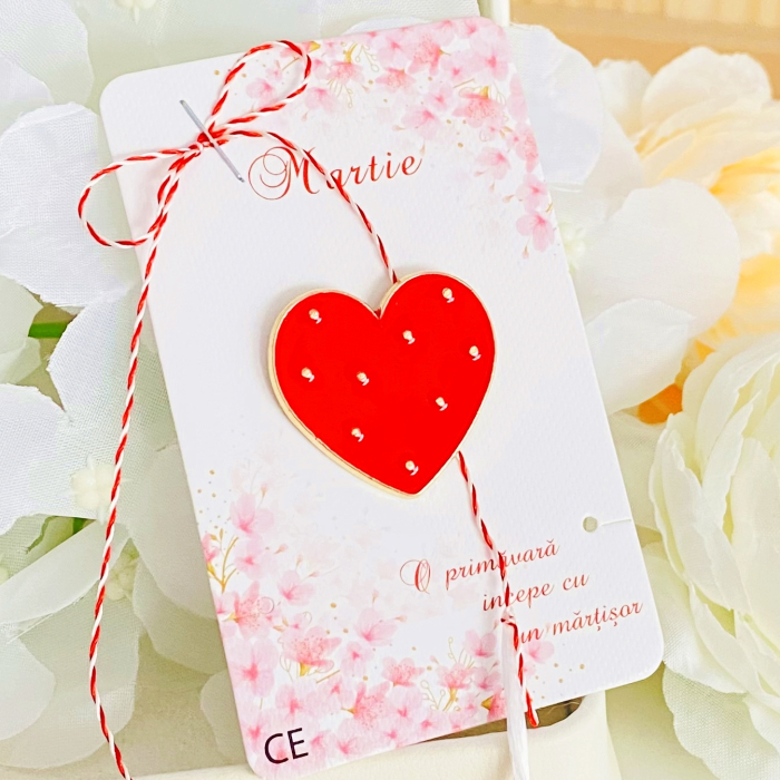 Martisor Brosa Inima Rosie, Bijuterii Femei, Martisoare Martie [3]