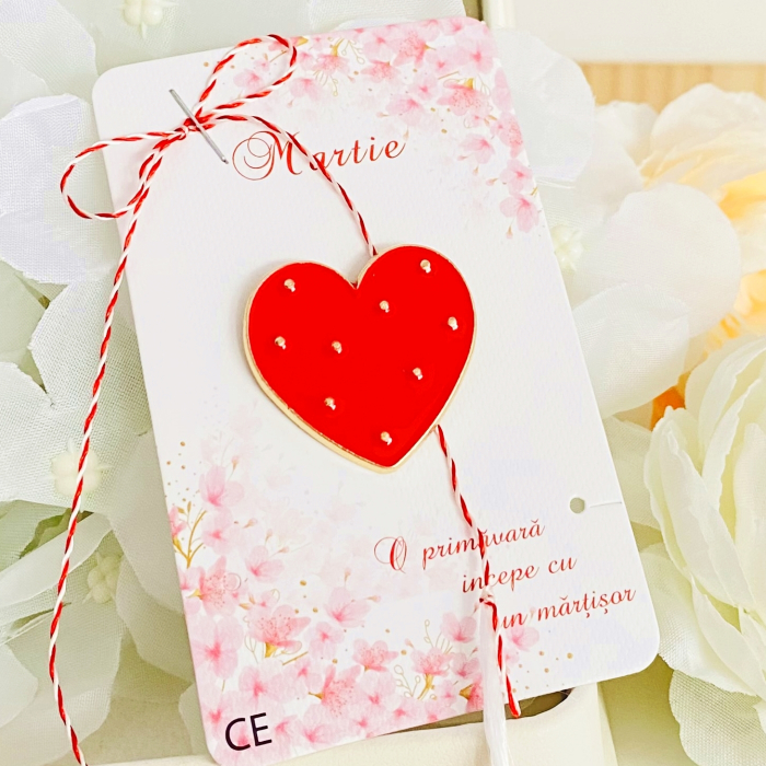Martisor Brosa Inima Rosie, Bijuterii Femei, Martisoare Martie [5]