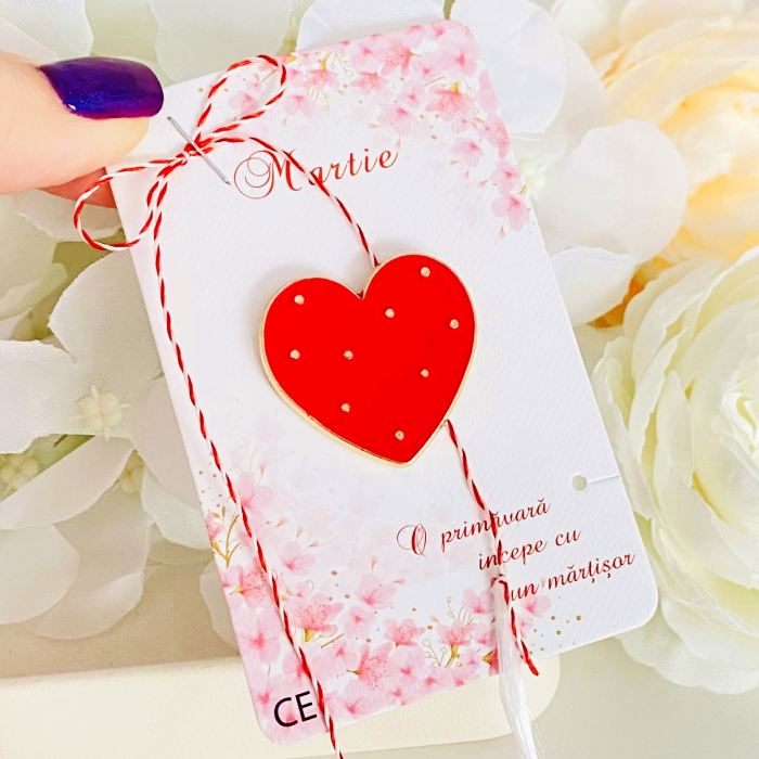 Martisor Brosa Inima Rosie, Bijuterii Femei, Martisoare Martie [4]