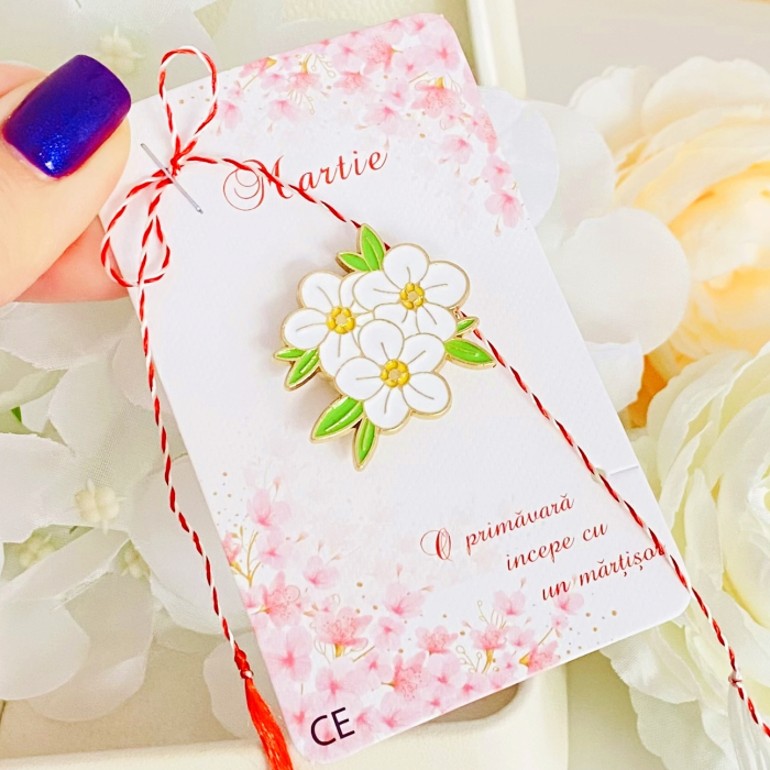 Martisor Brosa Flori Albe, Bijuterii Femei, Martisoare Martie [4]