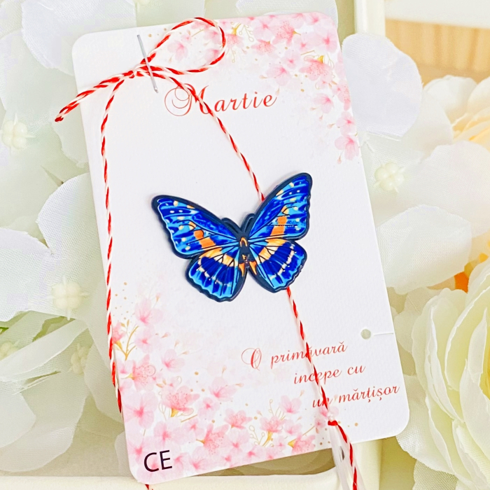 Martisor Brosa Fluture Albastru, Bijuterii Femei, Martisoare Martie [3]