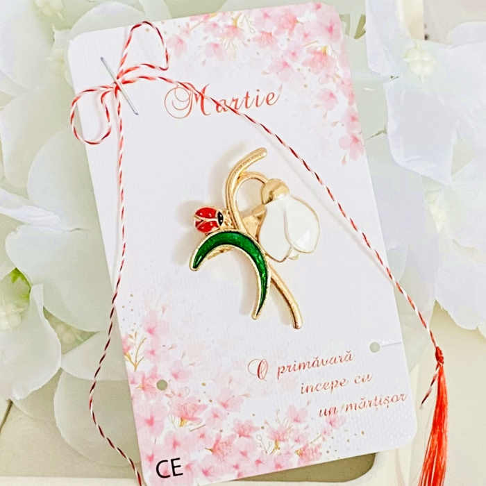 Martisor Brosa Ghiocel Buburuza, Bijuterii Femei, Martisoare Martie [3]