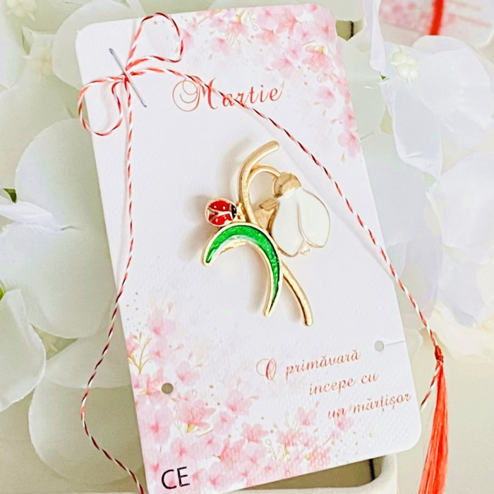 Martisor Brosa Ghiocel Buburuza, Bijuterii Femei, Martisoare Martie [5]