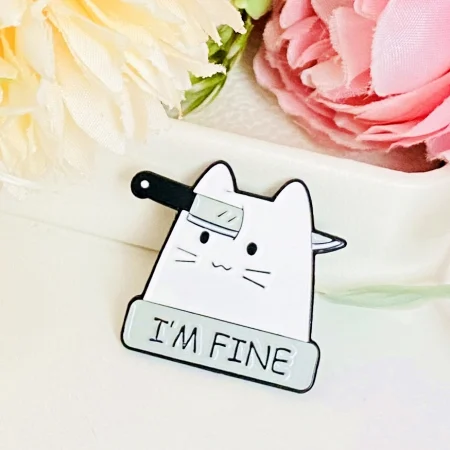 Martisor Brosa Pin Pisica I'm Fine, Bijuterii Femei, Martisoare Martie [3]