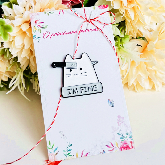 Martisor Brosa Pin Pisica I'm Fine, Bijuterii Femei, Martisoare Martie [4]