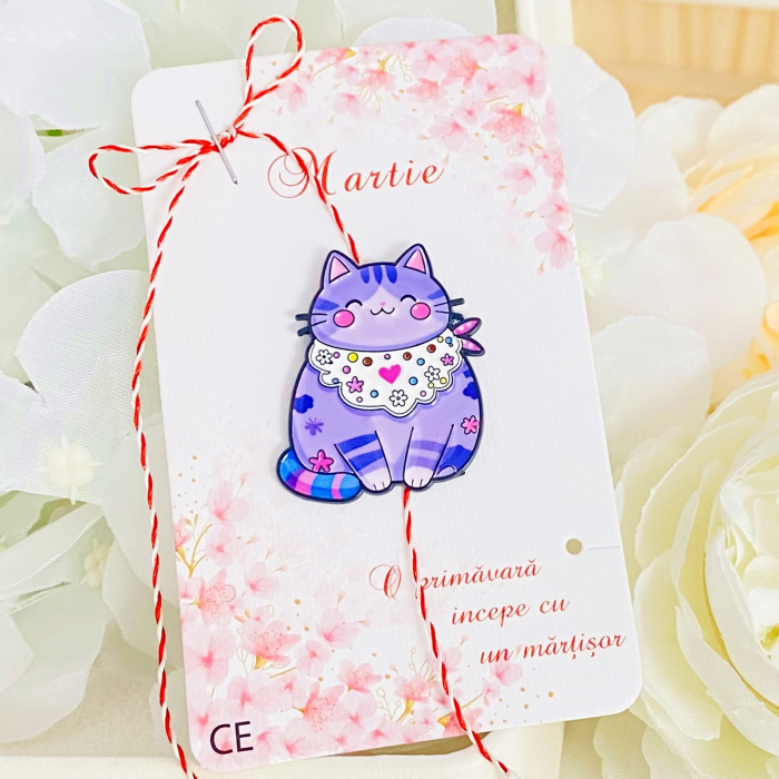 Martisor Brosa Pisica Mov, Bijuterii Femei, Martisoare Martie [5]