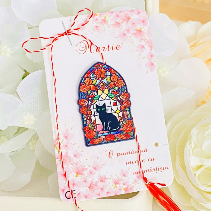 Martisor Brosa Pisica Vitraliu, Bijuterii Femei, Martisoare Martie [5]
