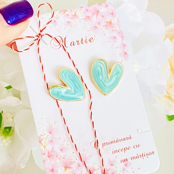 Martisor Cercei Inimioare Albastre, Cercei Dama, Bijuterii Femei, Martisoare Martie [2]
