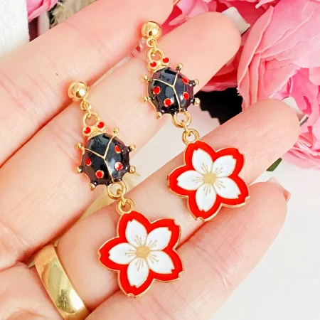 Martisor Cercei Buburuze Negre, Cercei Dama, Bijuterii Femei [4]