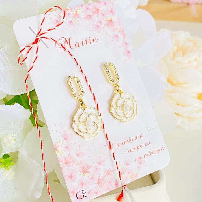 Martisor Cercei Camee Albe, Cercei Dama, Bijuterii Femei, Martisoare Martie [2]