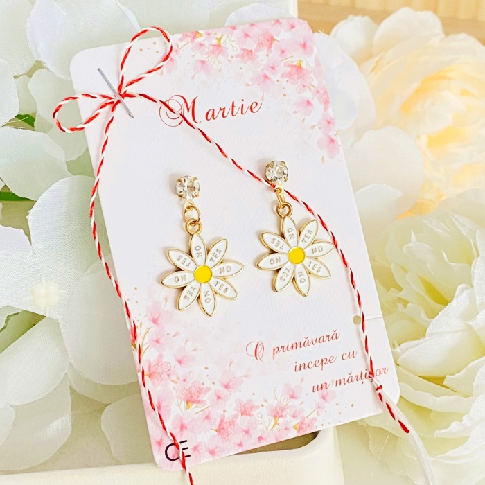 Martisor Cercei Daisy Yes No, Cercei Dama, Bijuterii Femei, Martisoare Martie [4]