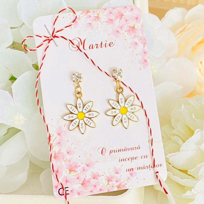 Martisor Cercei Daisy Yes No, Cercei Dama, Bijuterii Femei, Martisoare Martie [2]