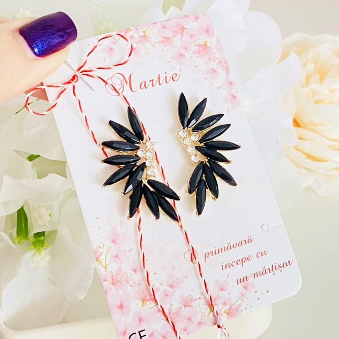 Martisor Cercei Cristale Negre, Cercei Dama, Bijuterii Femei, Martisoare Martie [2]
