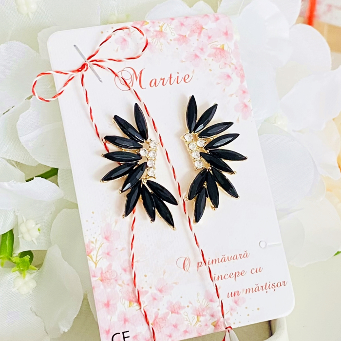 Martisor Cercei Cristale Negre, Cercei Dama, Bijuterii Femei, Martisoare Martie [3]
