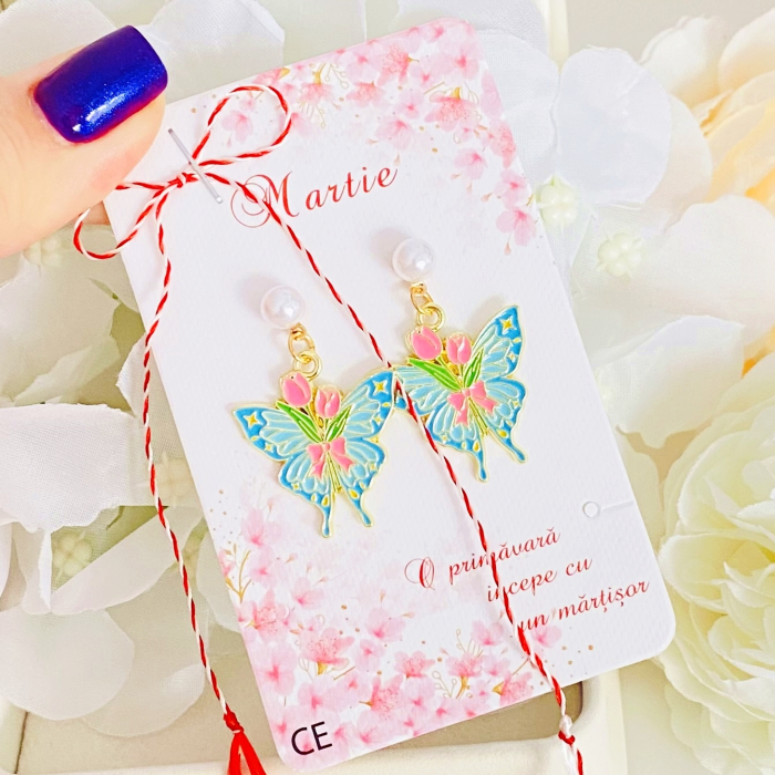 Martisor Cercei Fluturi Lalele, Cercei Dama, Bijuterii Femei, Martisoare Martie [2]