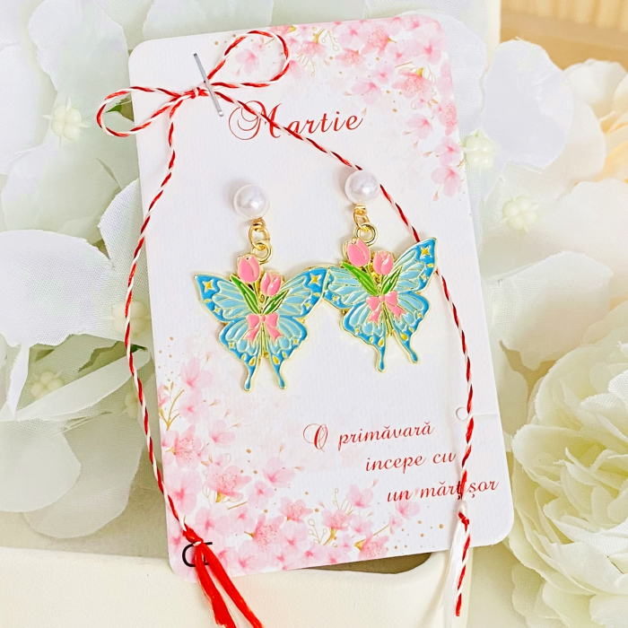 Martisor Cercei Fluturi Lalele, Cercei Dama, Bijuterii Femei, Martisoare Martie [4]