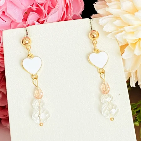 Martisor Cercei Inimi Albe, Cercei Dama, Bijuterii Femei, Martisoare Martie [2]