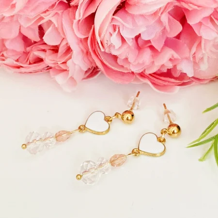 Martisor Cercei Inimi Albe, Cercei Dama, Bijuterii Femei, Martisoare Martie [4]