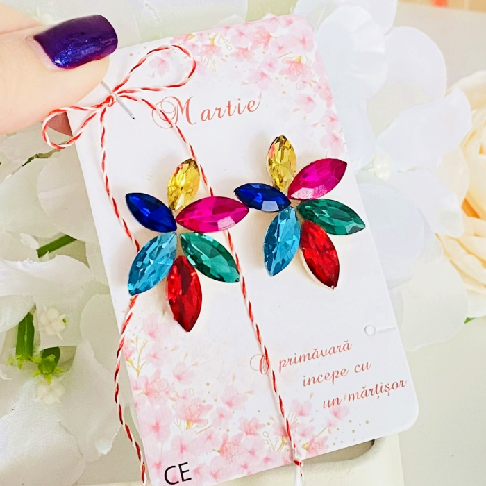 Martisor Cercei Cristale Colorate, Cercei Dama, Bijuterii Femei, Martisoare Martie [3]