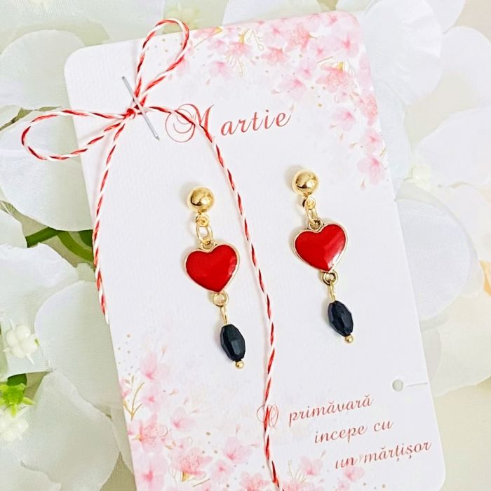 Martisor Cercei Inimi Rosii, Cercei Dama, Bijuterii Femei, Martisoare Martie [5]