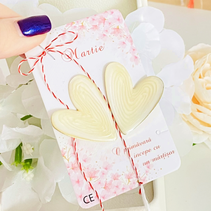 Martisor Cercei Inimi Albe, Cercei Dama, Bijuterii Femei, Martisoare Martie [2]