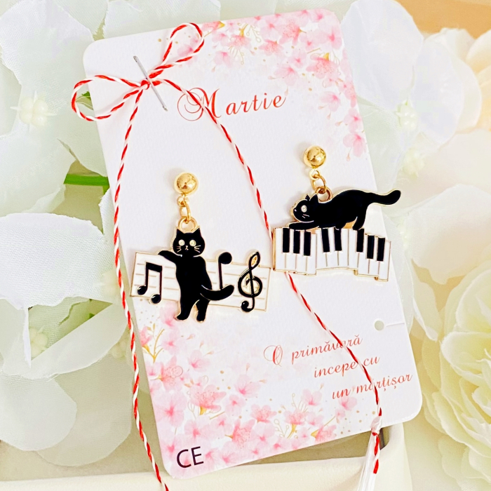 Martisor Cercei Pisici Muzicale, Cercei Dama, Bijuterii Femei, Martisoare Martie [4]