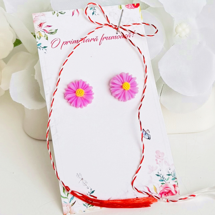 Martisor Cercei Mini Margarete Mov, Cercei Dama, Bijuterii Femei, Martisoare Martie [3]