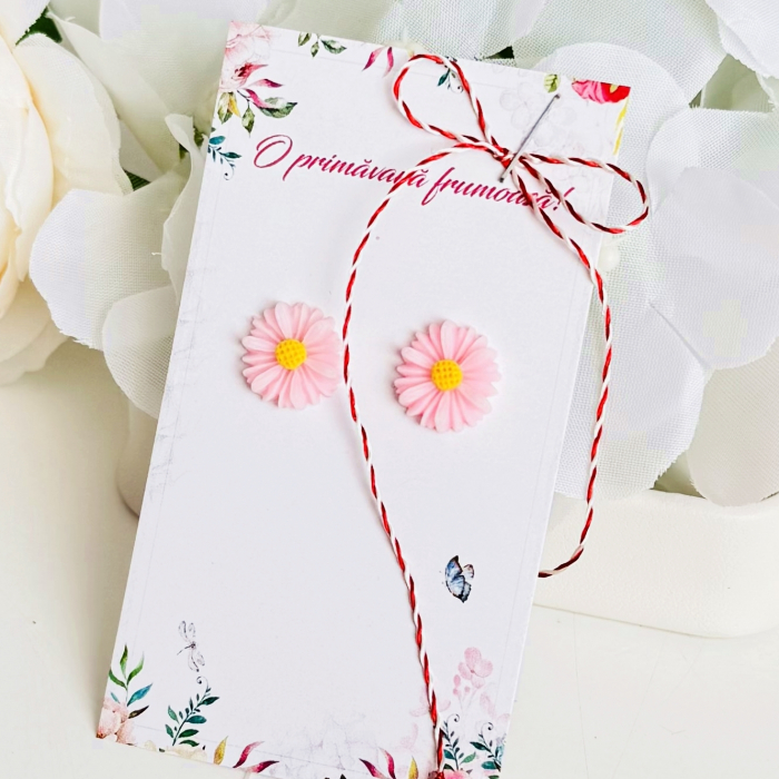 Martisor Cercei Mini Margarete Roz, Cercei Dama, Bijuterii Femei, Martisoare Martie [2]