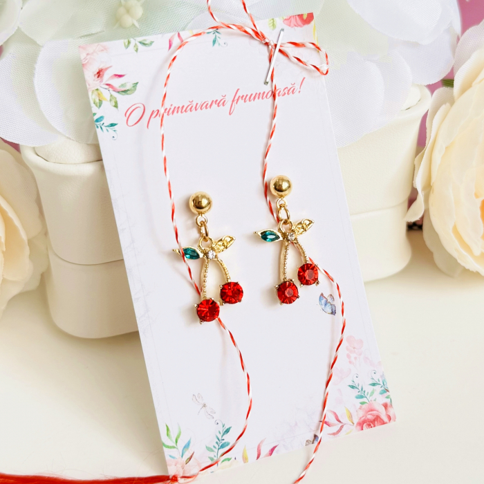 Martisor Cercei Cirese, Cercei Dama, Bijuterii Femei, Martisoare Martie [2]
