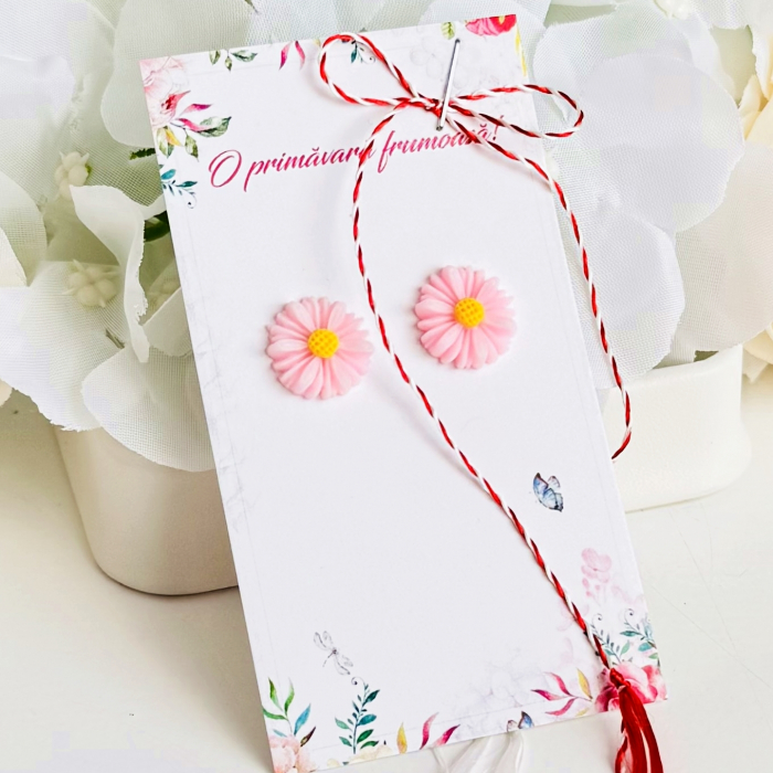 Martisor Cercei Mini Margarete Roz, Cercei Dama, Bijuterii Femei, Martisoare Martie [3]