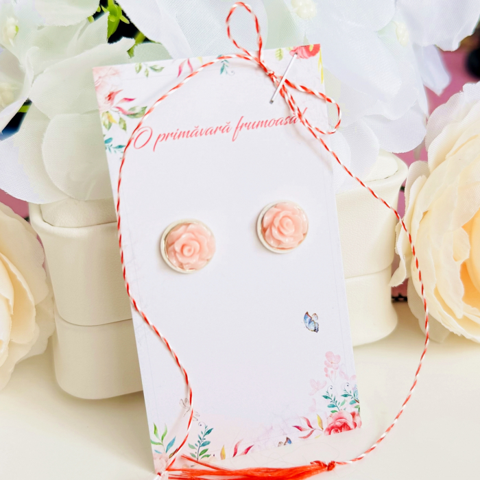 Martisor Cercei Mini Trandafiri Roz, Cercei Dama, Bijuterii Femei, Martisoare Martie [2]