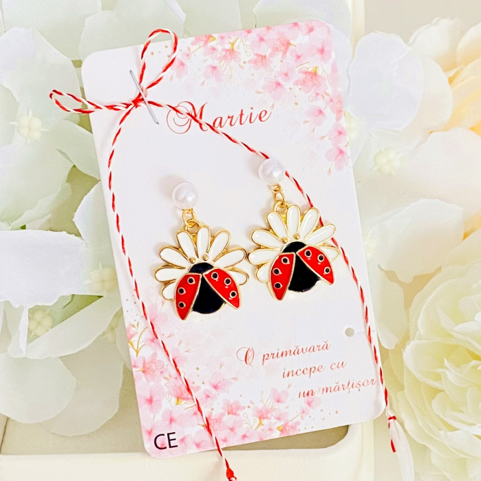 Martisor Cercei Buburuze, Cercei Dama, Bijuterii Femei, Martisoare Martie [4]