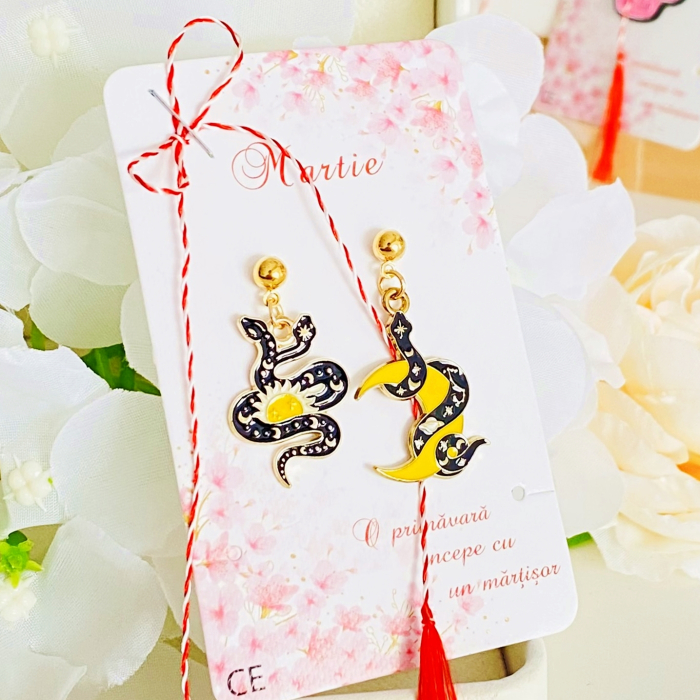 Martisor Cercei Serpi, Luna, Soare, Cercei Dama, Bijuterii Femei, Martisoare Martie [6]