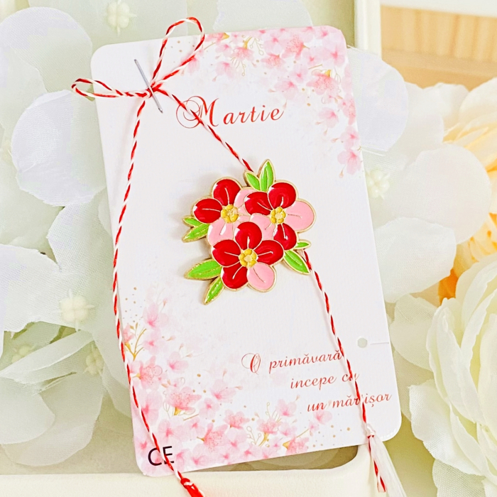 Martisor Brosa Flori Roz, Bijuterii Femei, Martisoare Martie [3]