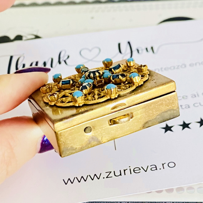 Mini Cutiuta Vintage - Cristale Albastre, Decoratiuni Vintage [4]