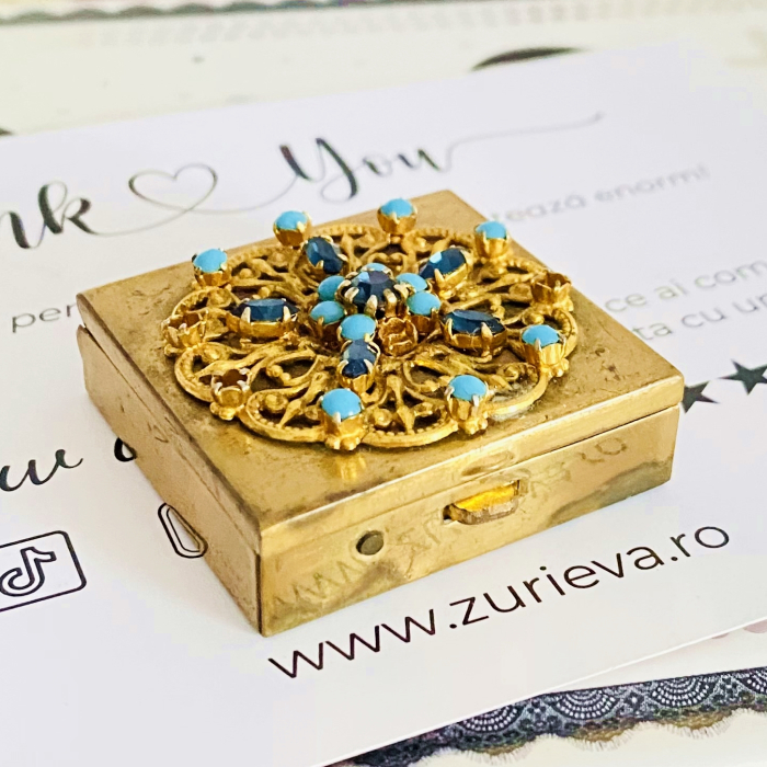 Mini Cutiuta Vintage - Cristale Albastre, Decoratiuni Vintage [3]